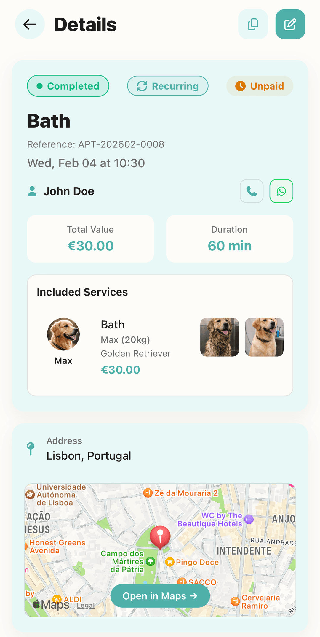 App - Appointment details