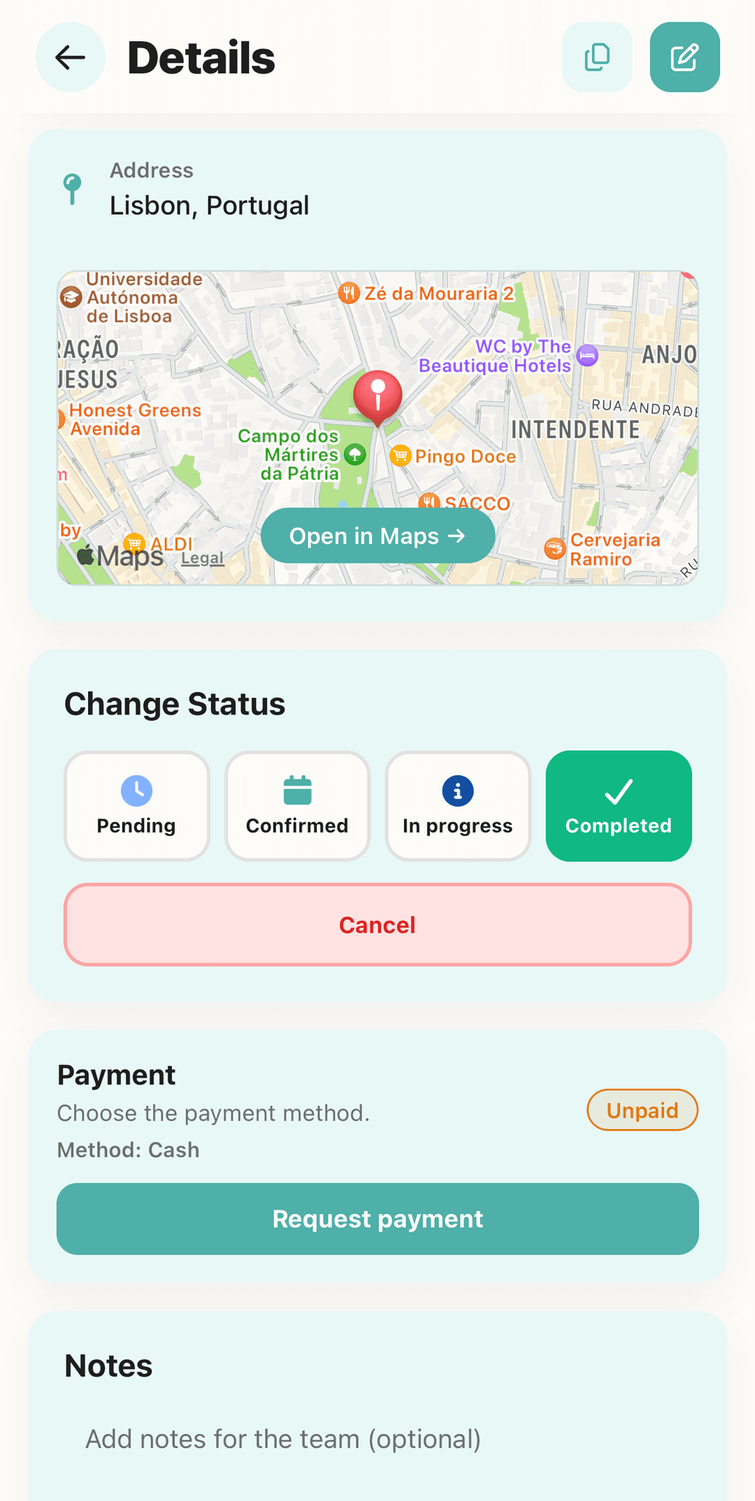 App - Appointment details
