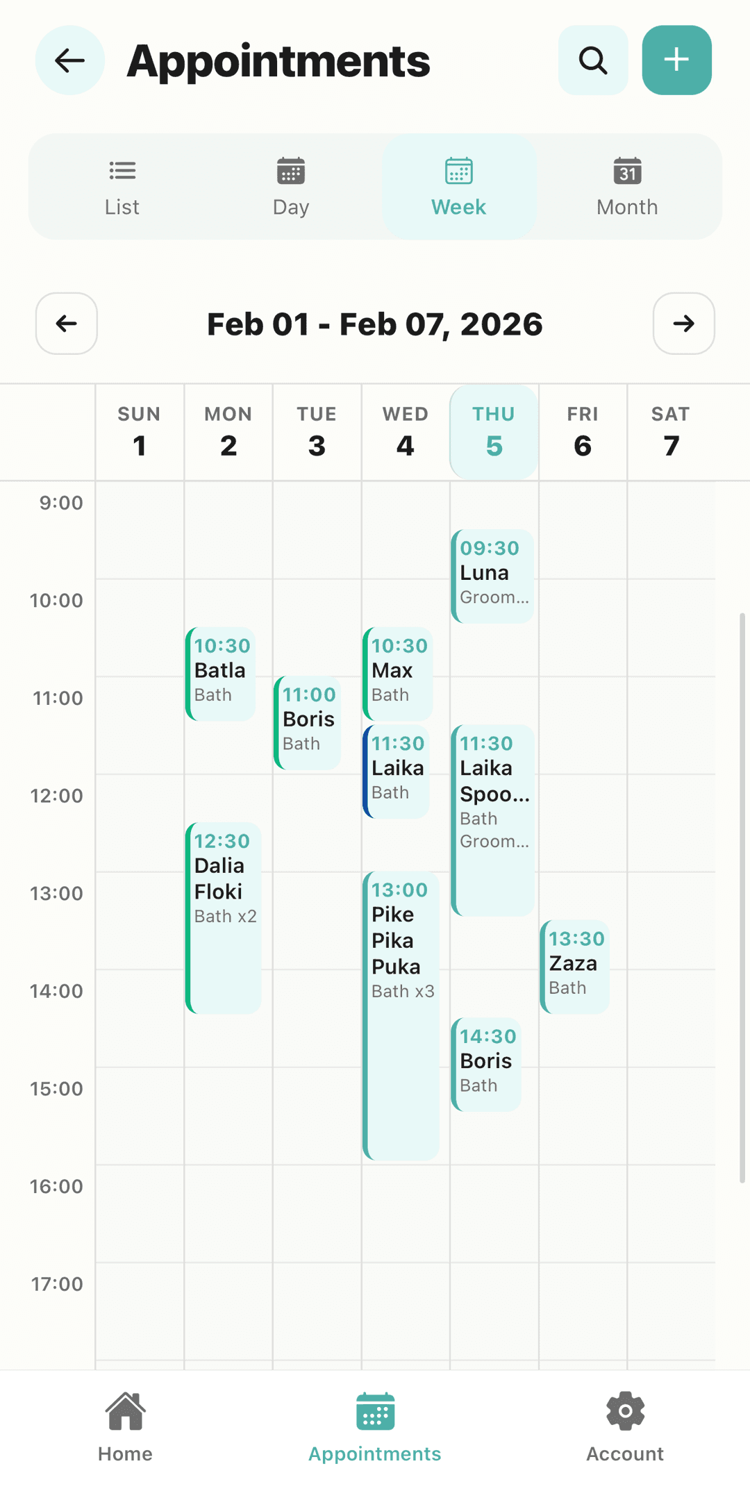 App - Week view